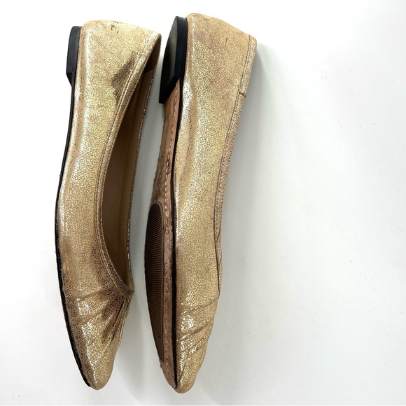 Leoffler Randall Gold Metallic Crackle Pointed Flats 9.5 - Picture 7 of 14